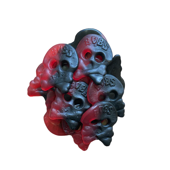BUBS Vegan Raspberry & Liquorice Skulls